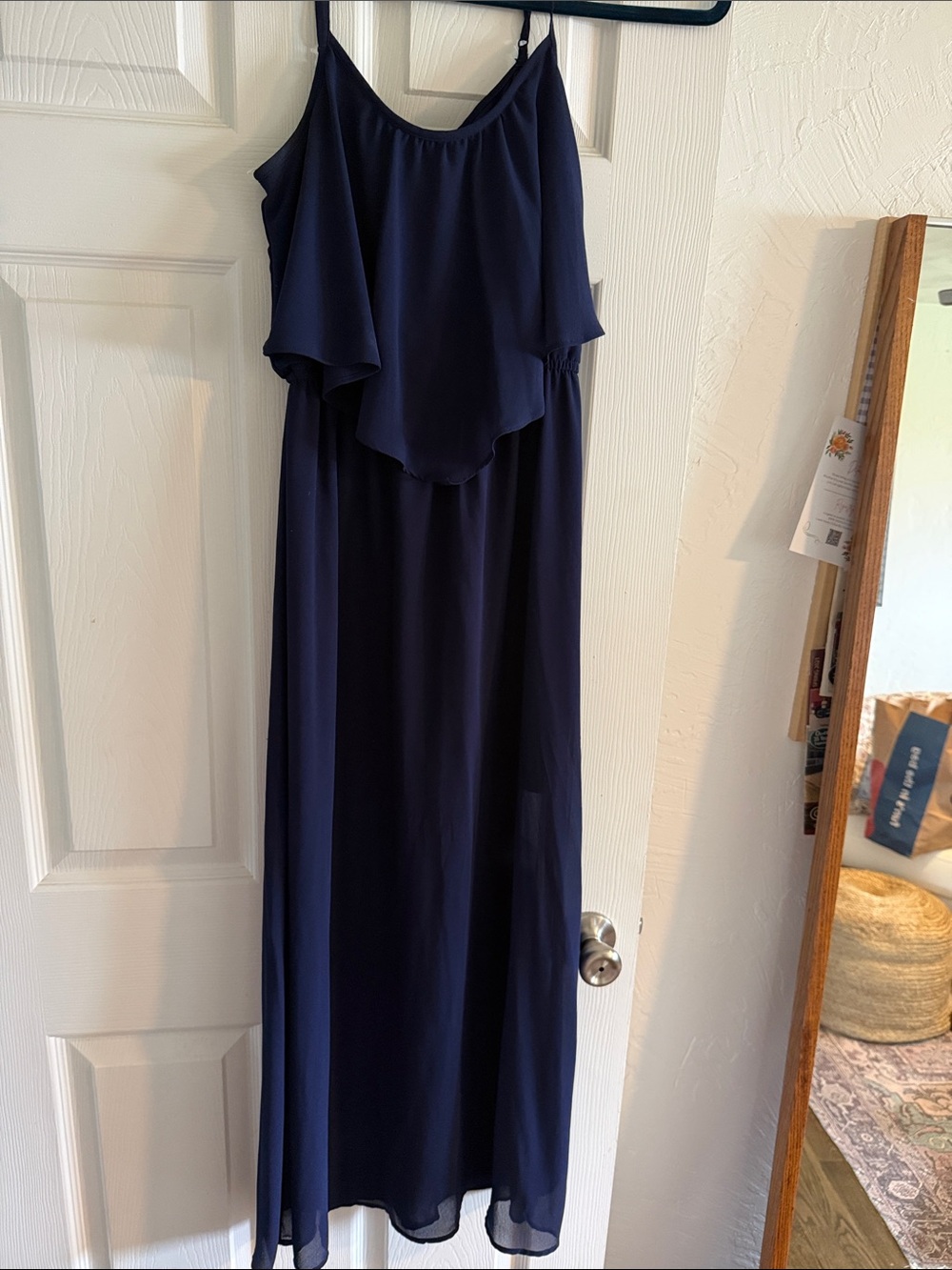 Xhilaration Navy Blue Maxi Dress with Flowy Overlay